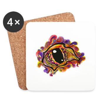 Mystic Eye - Abstract Art - Watercolor Style - Coasters (set of 4) - white - Front