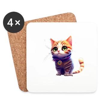 Cat - Coasters (set of 4) - white - Front