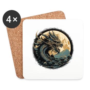 Dragon ancien - Dessous de verre (lot de 4) - blanc - Devant