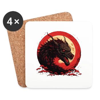 Zorn des Drachen - Untersetzer (4er-Set) - Weiß - Vorne