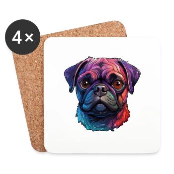 Pug colorful - Coasters (set of 4) - white - Front