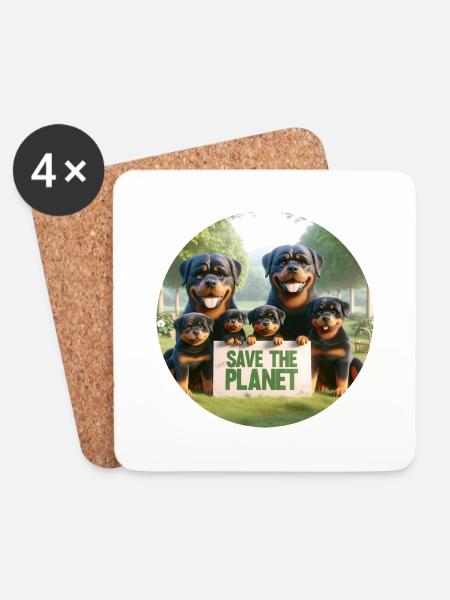 Rottweiler Familie - Untersetzer (4er-Set) - Weiß