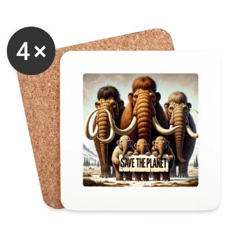 Famille de mammouths - Dessous de verre (lot de 4) - blanc - Devant