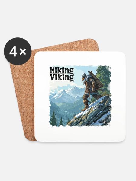 Hiking Viking - Untersetzer (4er-Set) - Weiß