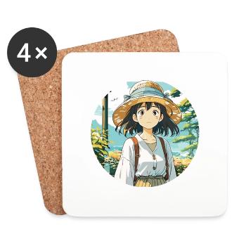 Anime / Comic / Japanisch / Zeichentrick / Cartoon - Untersetzer (4er-Set) - Weiß - Vorne
