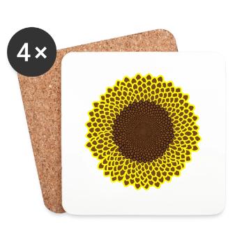 Blooming sunflower in bright yellow - Coasters (set of 4) - white - Front