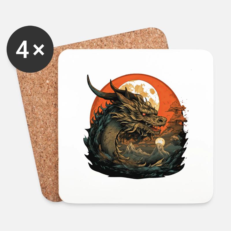 Mythos Drache - Untersetzer (4er-Set) - Weiß