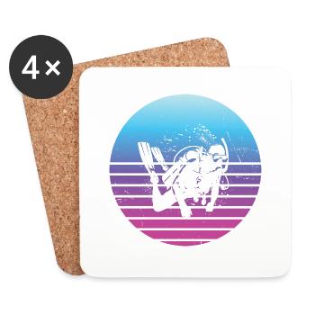 Free Dive Scuba Diving Diving Ladies Diver - Coasters (set of 4) - white - Front