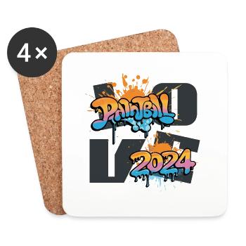 Paintballl Liebe 2024 Grafitti Splatter - Untersetzer (4er-Set) - Weiß - Vorne