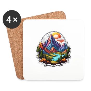 Montagne / Alpes / Sommet / Nature / Forêt / Rocher - Dessous de verre (lot de 4) - blanc - Devant