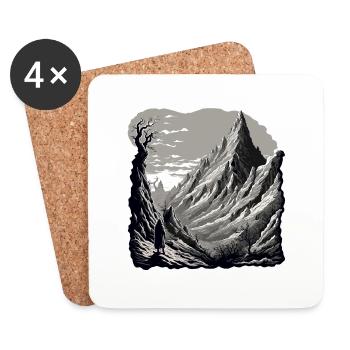 Berg / Alpen / Gipfel / Natur / Wald / Gestein - Untersetzer (4er-Set) - Weiß - Vorne