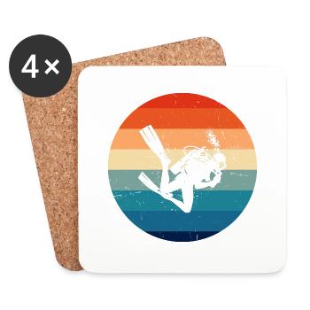 Scuba Diving Free Dive Men Diver Diving - Coasters (set of 4) - white - Front