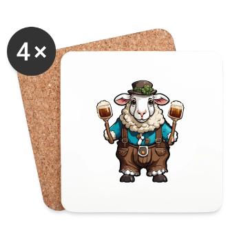 Lederhosen / Animal / Traditional costume / Tradition / Sheep - Coasters (set of 4) - white - Front