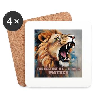 Be careful I m a Mother - Untersetzer (4er-Set) - Weiß - Vorne