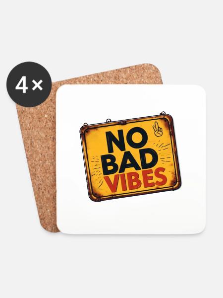 bad vibes - Untersetzer (4er-Set) - Weiß