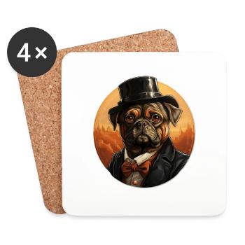 Carlin avec chapeau et costume vintage - Dessous de verre (lot de 4) - blanc - Devant