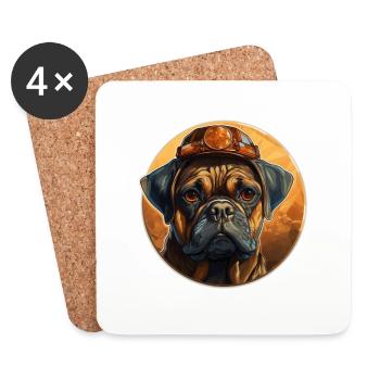 Pug as a builder - Coasters (set of 4) - white - Front