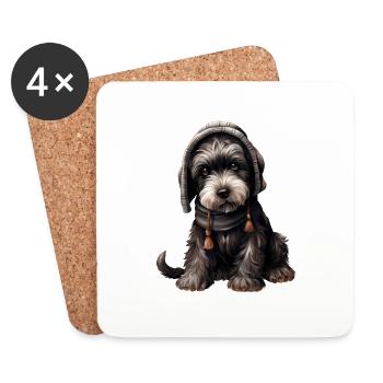 Giant Schnauzer Riesenschnauzer im cozy look - Untersetzer (4er-Set) - Weiß - Vorne