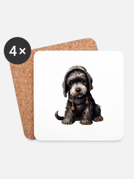 Giant Schnauzer Riesenschnauzer im cozy look - Untersetzer (4er-Set) - Weiß
