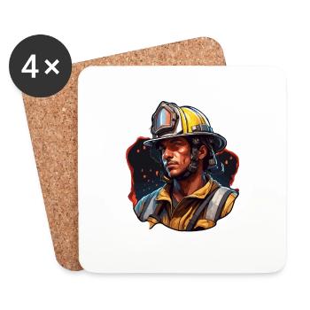 Pompier/Incendie/Incendie/Extinction/Héros - Dessous de verre (lot de 4) - blanc - Devant
