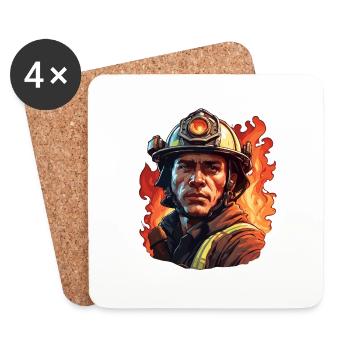 Pompier/Incendie/Incendie/Extinction/Héros - Dessous de verre (lot de 4) - blanc - Devant