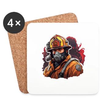 Pompier/Incendie/Incendie/Extinction/Héros - Dessous de verre (lot de 4) - blanc - Devant