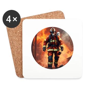 Pompier/Incendie/Incendie/Extinction/Héros - Dessous de verre (lot de 4) - blanc - Devant