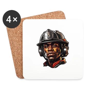 Pompier/Incendie/Incendie/Extinction/Héros - Dessous de verre (lot de 4) - blanc - Devant