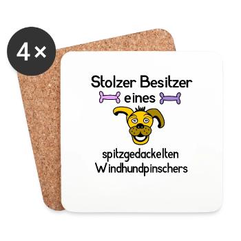 Spitzgedackelter Windhundpinschers - Untersetzer (4er-Set) - Weiß - Vorne