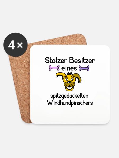 Spitzgedackelter Windhundpinschers - Untersetzer (4er-Set) - Weiß