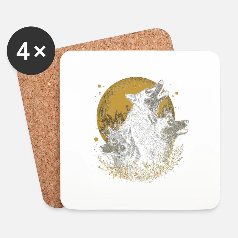 Wolf Pack - Coasters (set of 4) - white