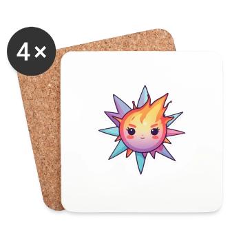 Cheeky tough looking fireball on a crystal star - Coasters (set of 4) - white - Front