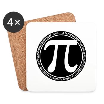 Rundes Pi-Symbol Weiß auf Schwarz mod long Pi Griechisch - Untersetzer (4er-Set) - Weiß - Vorne