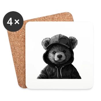 Teddy street Bear - black and white - Untersetzer (4er-Set) - Weiß - Vorne