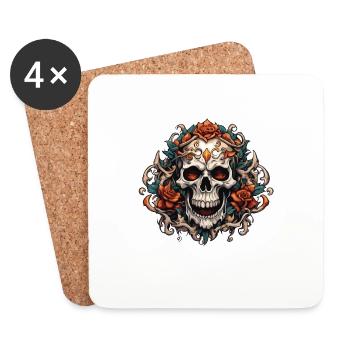 Skull / skull / skeleton / gothic / tattoo - Coasters (set of 4) - white - Front