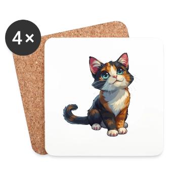 Cute kitten - Coasters (set of 4) - white - Front