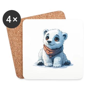 Mignon petit bébé ours polaire - Dessous de verre (lot de 4) - blanc - Devant