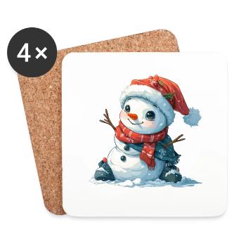 Bonhomme de neige pour les enfants - Dessous de verre (lot de 4) - blanc - Devant