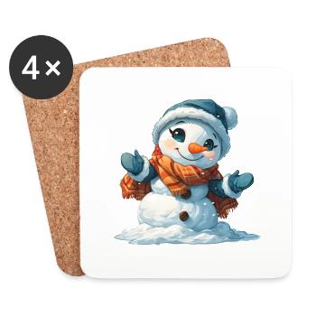 Bonhomme de neige pour les enfants - Dessous de verre (lot de 4) - blanc - Devant