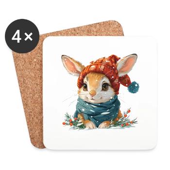 Snow hare winter - Coasters (set of 4) - white - Front