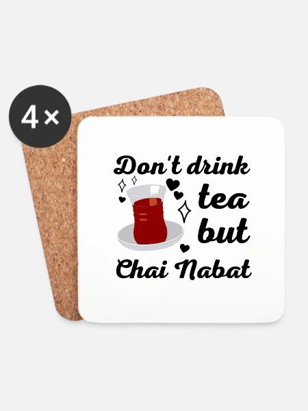 Don't drink tea but chai nabat - Iran - Coasters (set of 4) - white