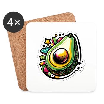 Avocado Vegan Power - Coasters (set of 4) - white - Front
