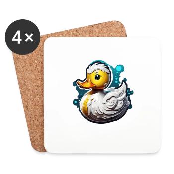 Rubber duck / rubber duck / water / bathtub - Coasters (set of 4) - white - Front