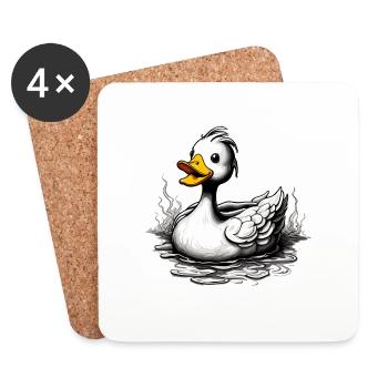 Rubber duck / rubber duck / water / bathtub - Coasters (set of 4) - white - Front