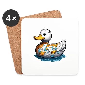 Rubber duck / rubber duck / water / bathtub - Coasters (set of 4) - white - Front