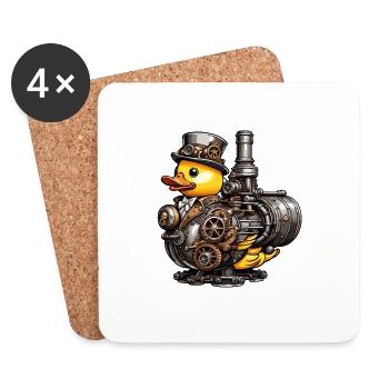 Gummiente / Badeente / Wasser / Badewanne - Untersetzer (4er-Set) - Weiß - Vorne