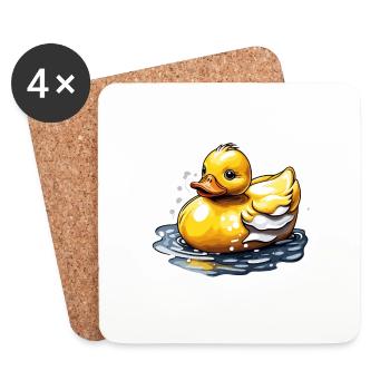 Gummiente / Badeente / Wasser / Badewanne - Untersetzer (4er-Set) - Weiß - Vorne