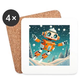 cute little orange futuristic vintage robot - Coasters (set of 4) - white - Front