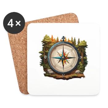 Compass / Cardinal Direction / Travel / Survival - Coasters (set of 4) - white - Front