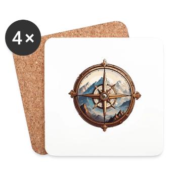 Boussole / Direction cardinale / Voyage / Survie - Dessous de verre (lot de 4) - blanc - Devant
